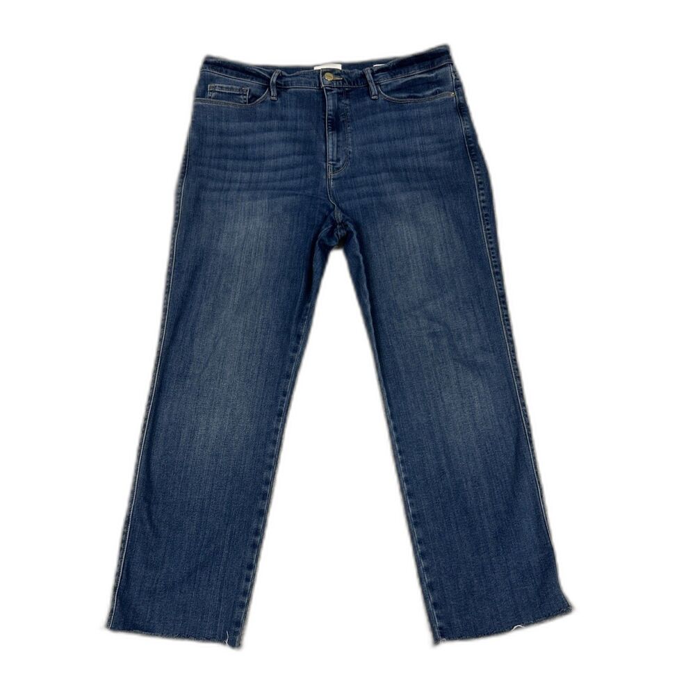 Frame Denim Jeans Womens 33 Le Sylvie Slender Straight Raw Hem Stretch Bonhill
